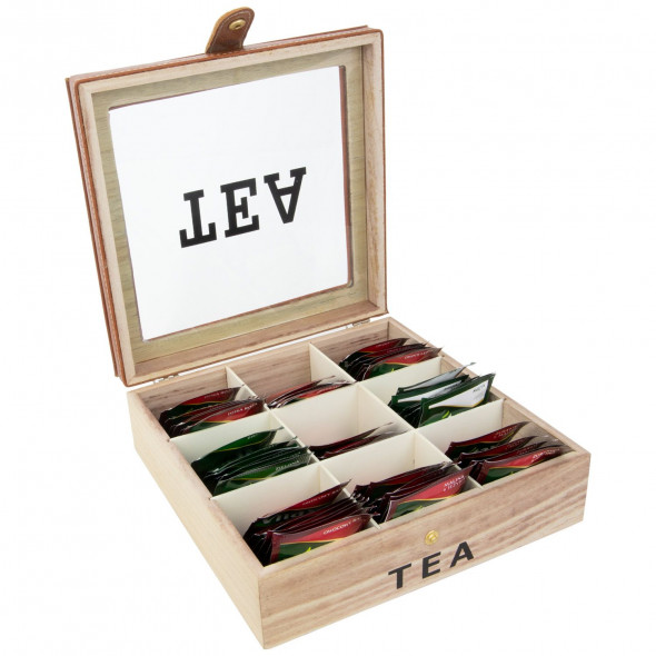 Pudełko Na Herbatę Skrzyneczka Organizer Pojemnik Do Herbaty 25 cm Brązowa