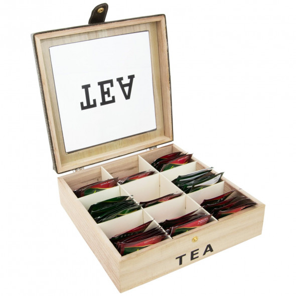 Pudełko Na Herbatę Skrzyneczka Organizer Pojemnik Do Herbaty 25 cm Szara