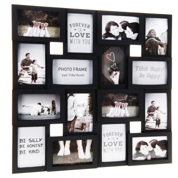 Ramka na zdjęcia, multiramka na 16 zdjęć czarna 10 x 15 cm