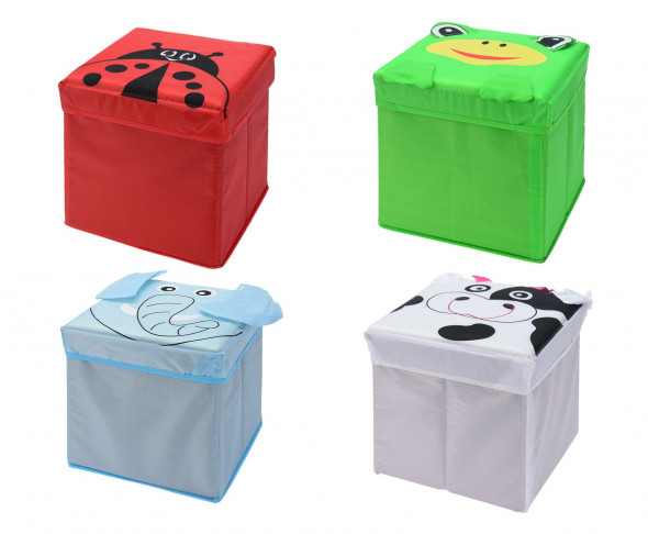 Składany pojemnik na zabawki z siedziskiem, puf dziecięcy, pufa dziecięca, skrzynia na zabawki, pudełko składane