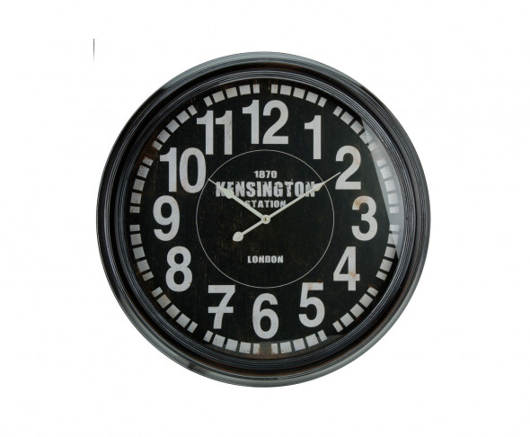 Staroświecki wiszący zegar kolejowy, ścienny zegar dworcowy, styl industrialny retro, vintage, loft Train Station Black 63 cm