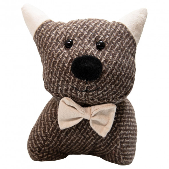 Stoper do drzwi okien, odbojnik, blokada w formie pluszaka kotek brązowy