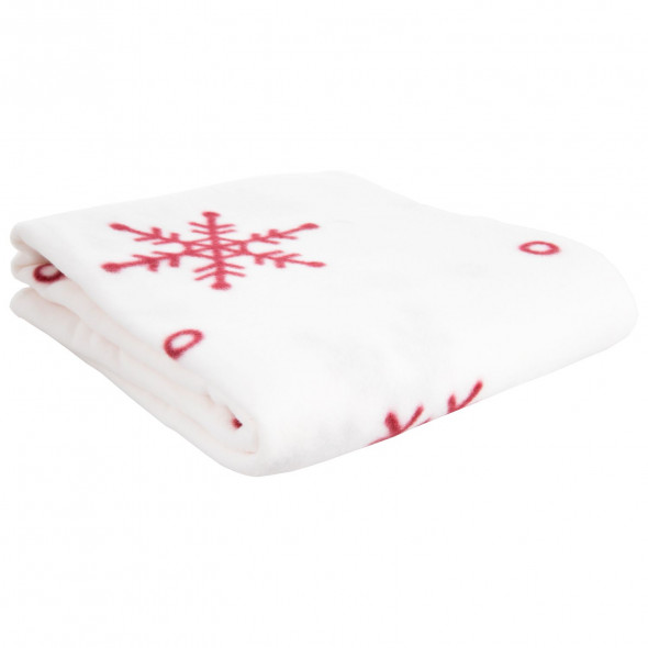 Świąteczny koc polarowy, miękki, ciepły pled narzuta, na prezent 170x130 biały