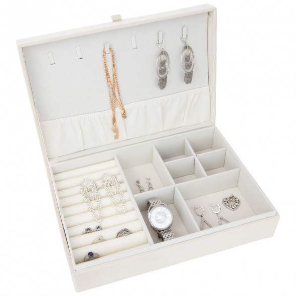 Szkatułka Kuferek Pudełko Na Biżuterię Organizer Beżowy