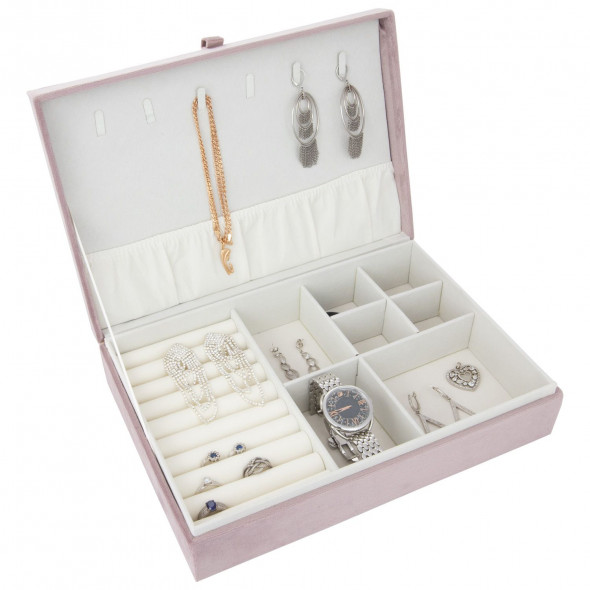 Szkatułka Kuferek Pudełko Na Biżuterię Organizer Różowy