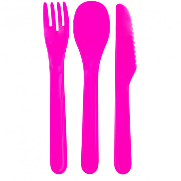 Sztućce Turystyczne Plastikowe Niezbędnik Turystyczny + Etui Różowy