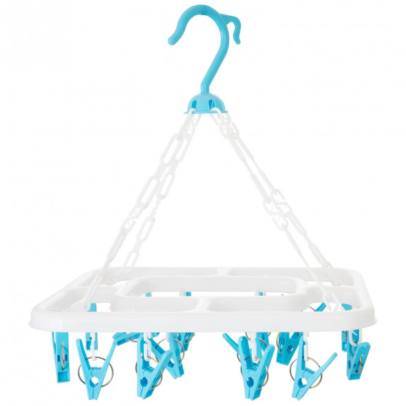 Wieszak Łazienkowy Suszarka Karuzela Na Pranie Na Balkon Ubrania 18 Klipsów Niebieski