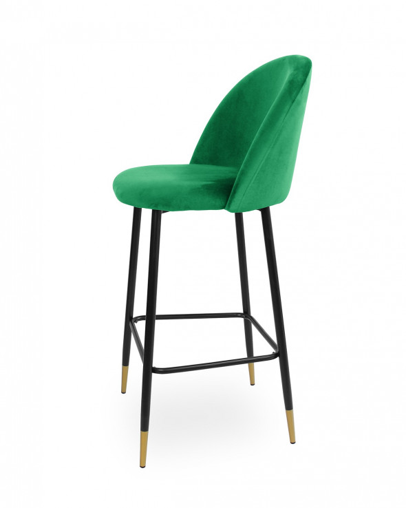 BETTSO Elegancki hoker barowy SOLO - zieleń butelkowa / noga czarno-złota