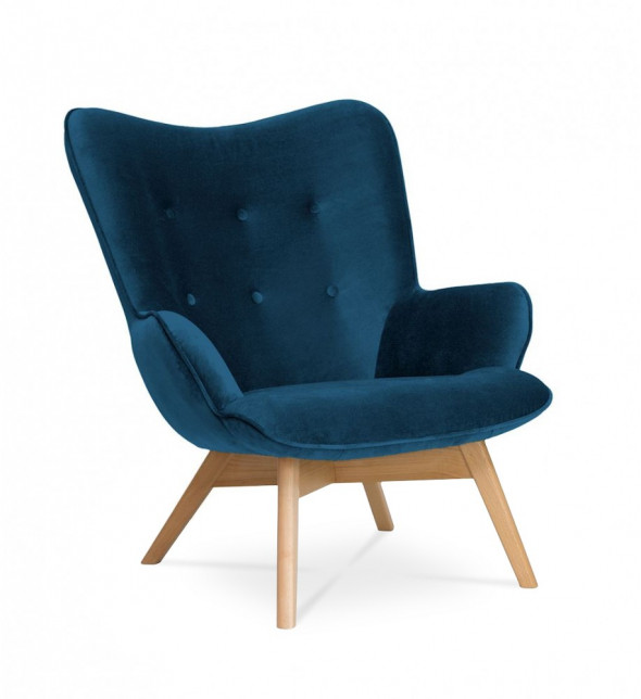 BETTSO Fotel CHERUB granatowy/ noga dąb/ KR09