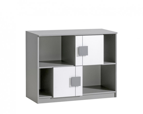 BETTSO GUMI Łóżko z biurkiem + komoda 96 - Biały brylantowy / antracyt / G19