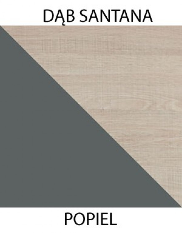 BETTSO GUMI Łóżko z biurkiem + komoda 96 - Dąb santana / popiel / G19