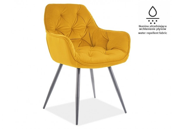 BETTSO KRZESŁO CHERRY MATT VELVET 48 CZARNY STELAŻ / ŻÓŁTY