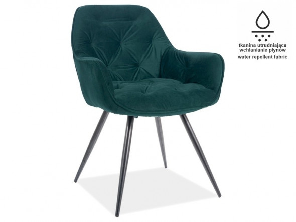 BETTSO KRZESŁO CHERRY MATT VELVET 75 CZARNY STELAŻ / ZIELONY