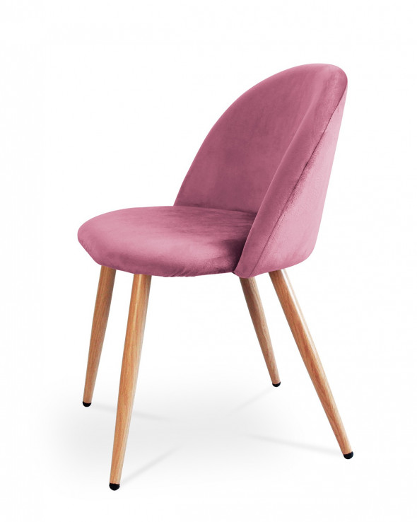 BETTSO Krzesło tapicerowane do salonu SOLO - antyczny róż / noga dąb