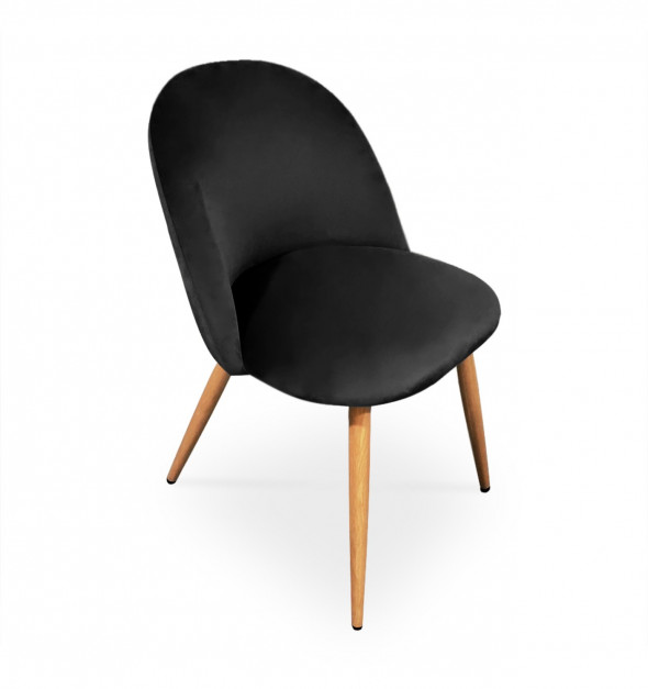 BETTSO Krzesło tapicerowane SOLO w nowoczesnym stylu - czarny / noga dąb