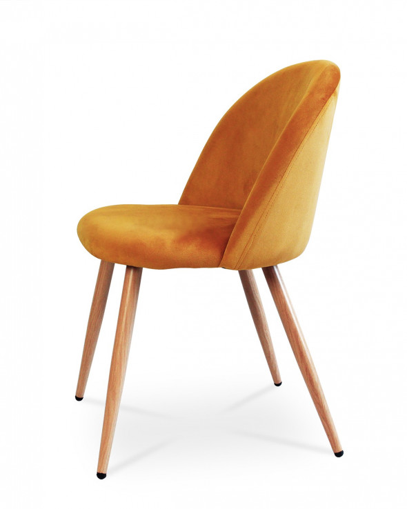 BETTSO Krzesło tapicerowane SOLO w nowoczesnym stylu - miodowy / noga dąb