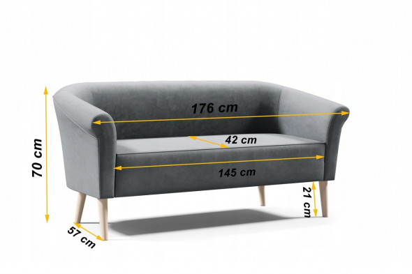 BETTSO Sofa tapicerowana PERO 3 - czarny / R100
