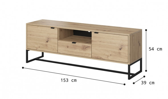 BETTSO Szafka RTV z szufladami AMBER w kolorze dąb artisan