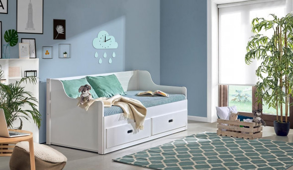 BETTSO SZYMON Łóżko podwójne z pojemnikiem - Antracyt