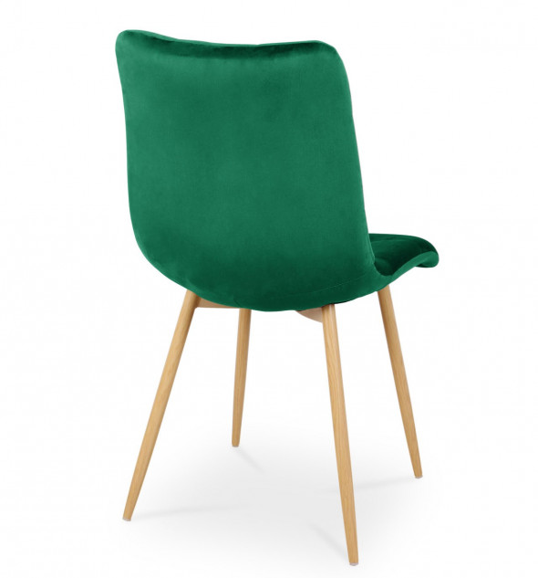 BETTSO Tapicerowane krzesło Ben do salonu lub jadalni - zieleń butelkowa / noga dąb