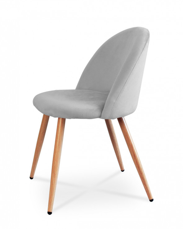 BETTSO Tapicerowane krzesło SOLO do jadalni - jasny szary / noga dąb