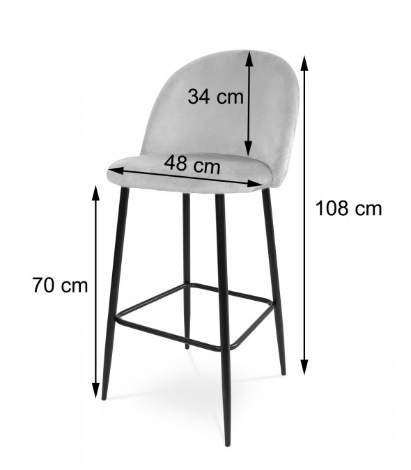 BETTSO Tapicerowany hoker barowy SOLO - granatowy / noga czarno-złota