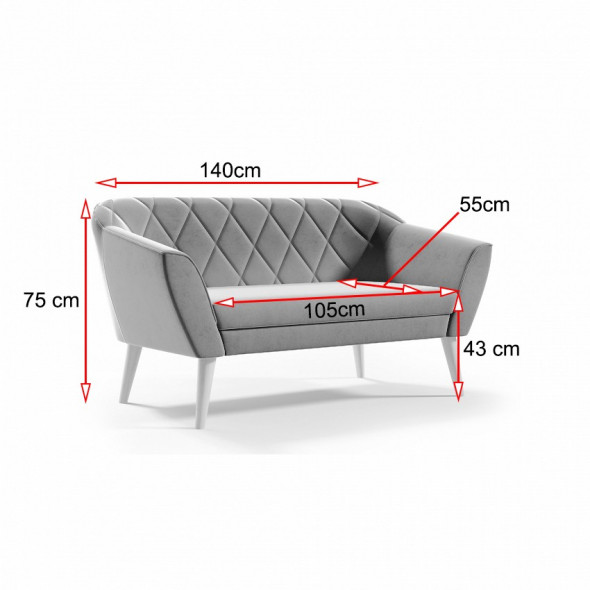 BETTSO Wygodna sofa tapicerowana VIVA 2 - zielony / R38