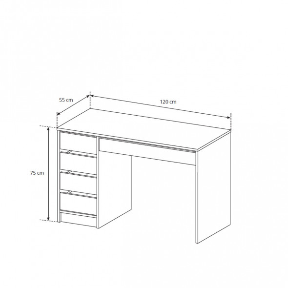 BETTSO Biurko MEGAN białe z szufladami