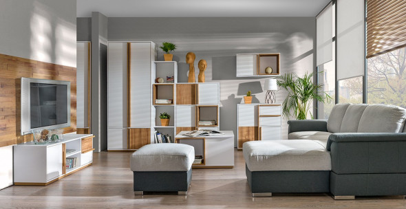 BETTSO EVADO Regał otwarty - Orzech select / biały brylantowy / E8