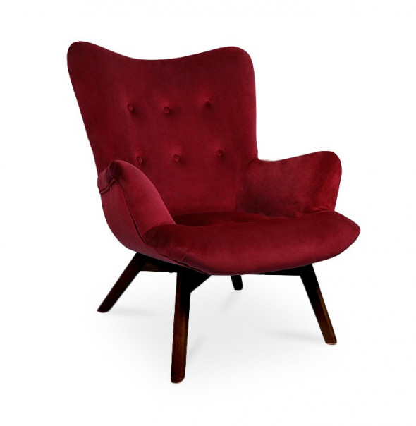 BETTSO Fotel ANGEL bordowy / noga orzech/ KR02