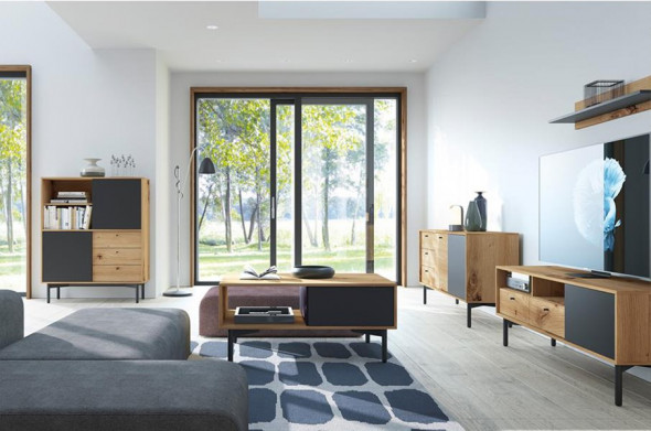 BETTSO LAVA - Regał FR102 / Dąb artisan + Czarny perlisty