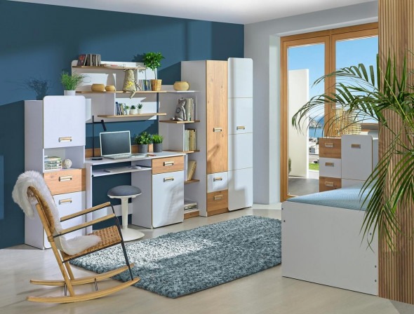 BETTSO LORENTO Biurko - Dąb nash / biały brylantowy / L10