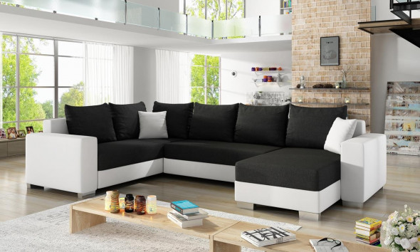 BETTSO Duża kanapa rogowa MARCO z funkcją spania i pojemnikiem