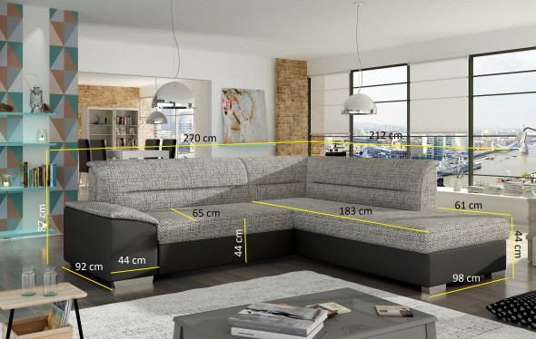 BETTSO Wygodny narożnik VERSO z funkcją spania