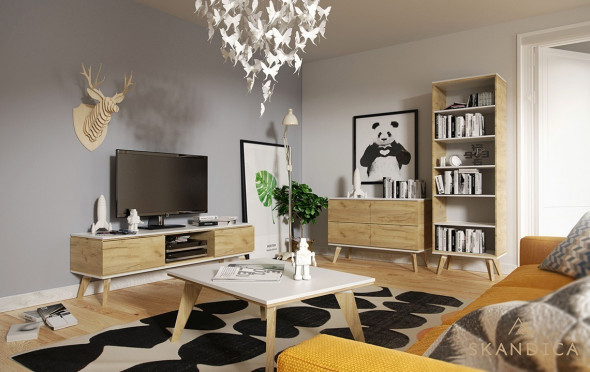 BETTSO Szafka RTV- Skandica JORGEN – złoty dąb