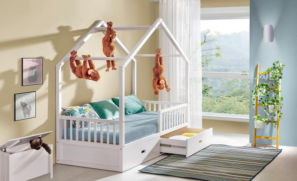 BETTSO WIKTOR Łóżko pojedyncze - Orzech