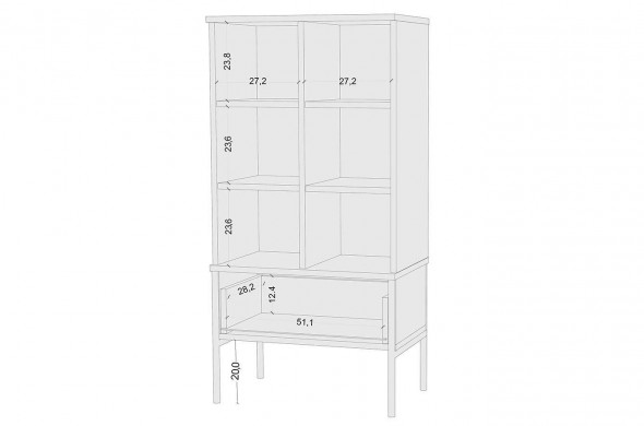 BETTSO Wysoka elegancka granatowa komoda Skandica POLKA na złotych nóżkach