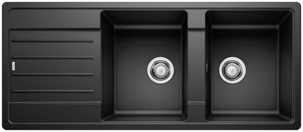 Zlewozmywak Blanco Legra 8 S Silgranit czarny zlew dwukomorowy granitowy z ociekaczem