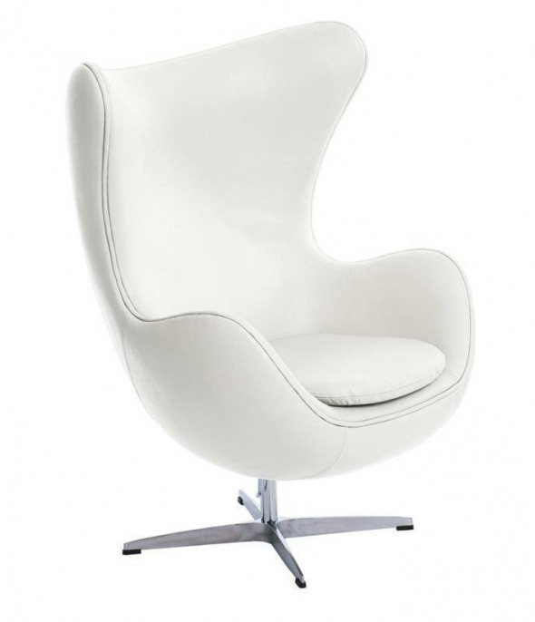 D2.Design Jajo biała skóra Premium fotel
