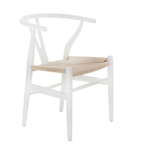 D2.Design Wicker drewniane białe krzesło