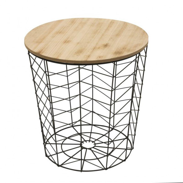 Intesi Chevron czarny/drewno kosz/stolik kawowy