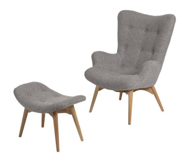 Intesi Contour szary 1508 fotel z podnóżkiem