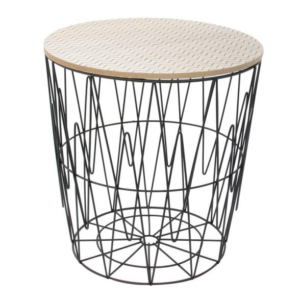 Intesi Wire czarny/drewno kosz/stolik kawowy