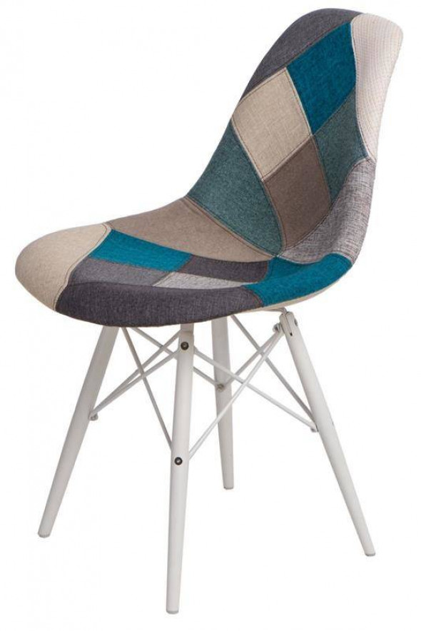 Krzesło P016W Patchwork nieb-szary/white