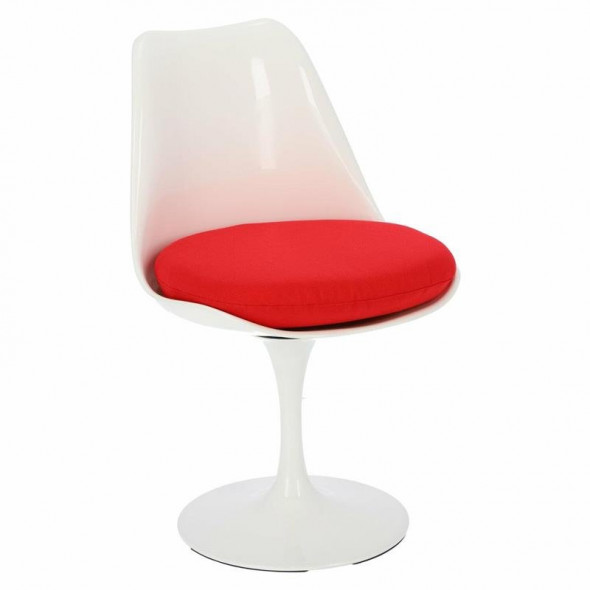 Krzesło Tul białe/czerwona poduszka