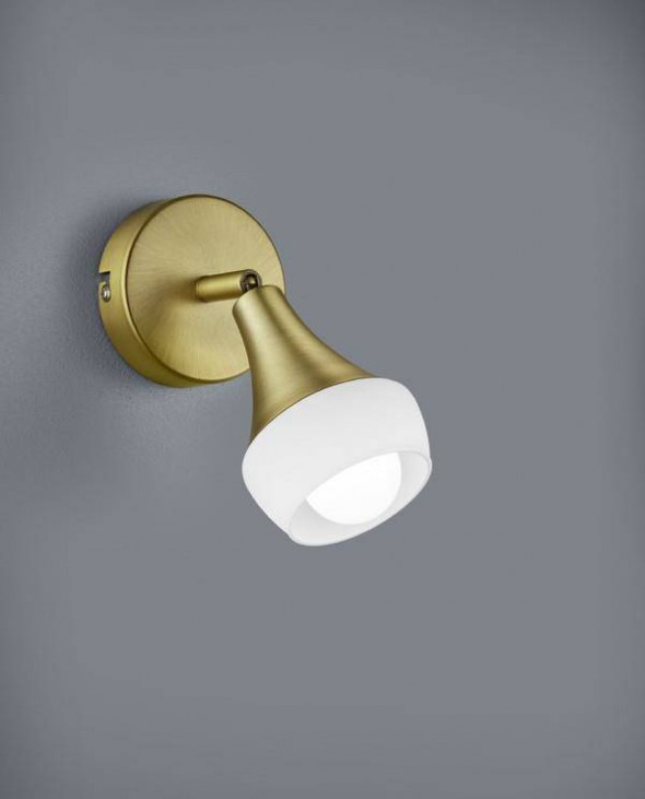 Lampa ścienna Trio TRUMPET mosiądzbiała reflektorek