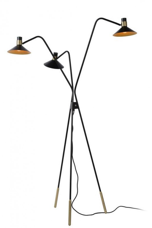 Lampa stojąca Lucide PEPIJN czarno złota mosiądz podłogowa