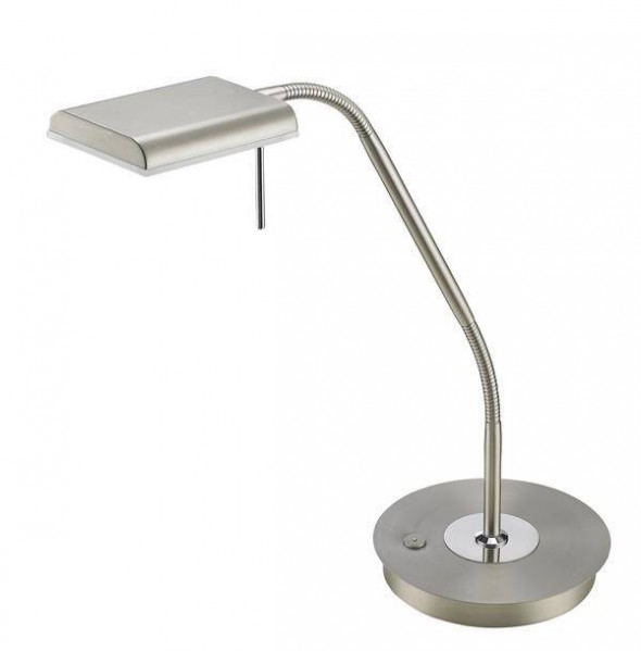 Lampa stojąca Trio BERGAMO Wbudowany ściemniacz nikiel matbiała biurkowa