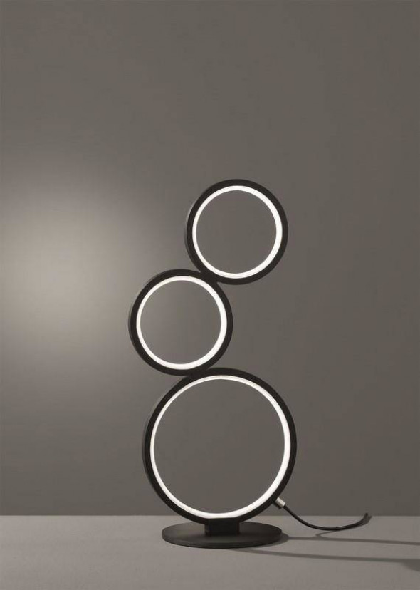 Lampa stojąca Trio RONDO Wbudowany ściemniacz czarny mat stołowa