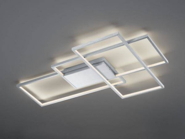 Lampa suftiowa Trio THIAGO WiZ - sterowana aplikacją pilotem Pilot w zestawie RGBW Płynna zmiana barwy światła Wbudowany ściemniacz nikiel matbiała nowoczesna Led